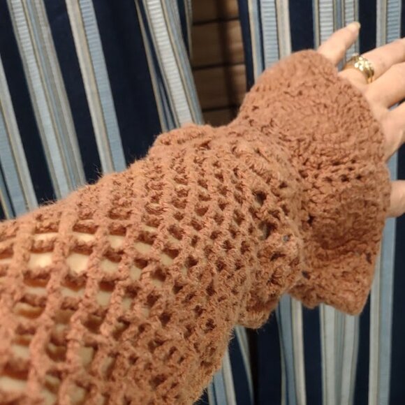 CROQUET CLUB VINTAGE Y2K RAMIE/COTTON CROCHET SWEATER CROPPED BOHO SIZE 18/20 - Picture 13 of 13